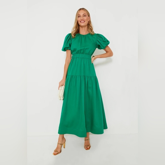 NWT Green Puff Sleeve Ginny Maxi Dress Size Medium in Green by Hyacinth House - Picture 11 of 13
